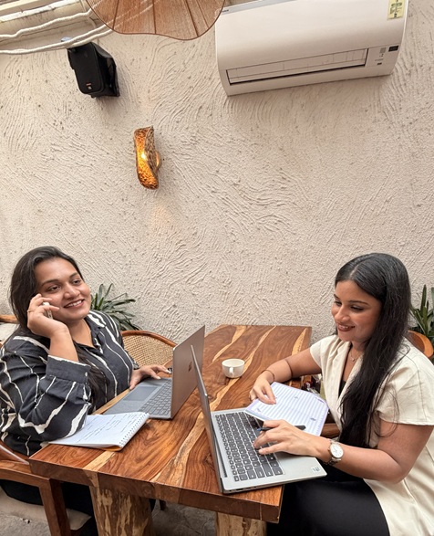 Namrata and Nikita at work